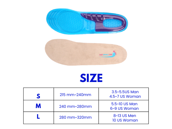 Foot Relief Soft Silicone Sports Gel Insoles, Massage for Work