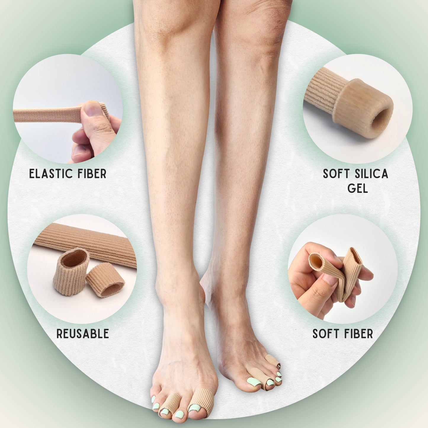 Gel Toe Protectors -Gel Toe Tube - Fabric Sleeve Toe Protectors 2PCS