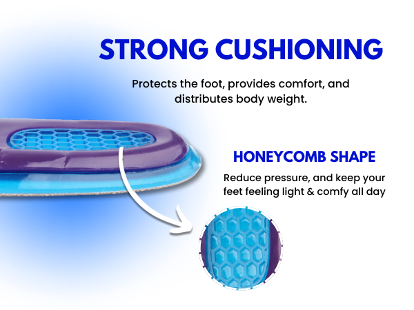 Foot Relief Soft Silicone Sports Gel Insoles, Massage for Work