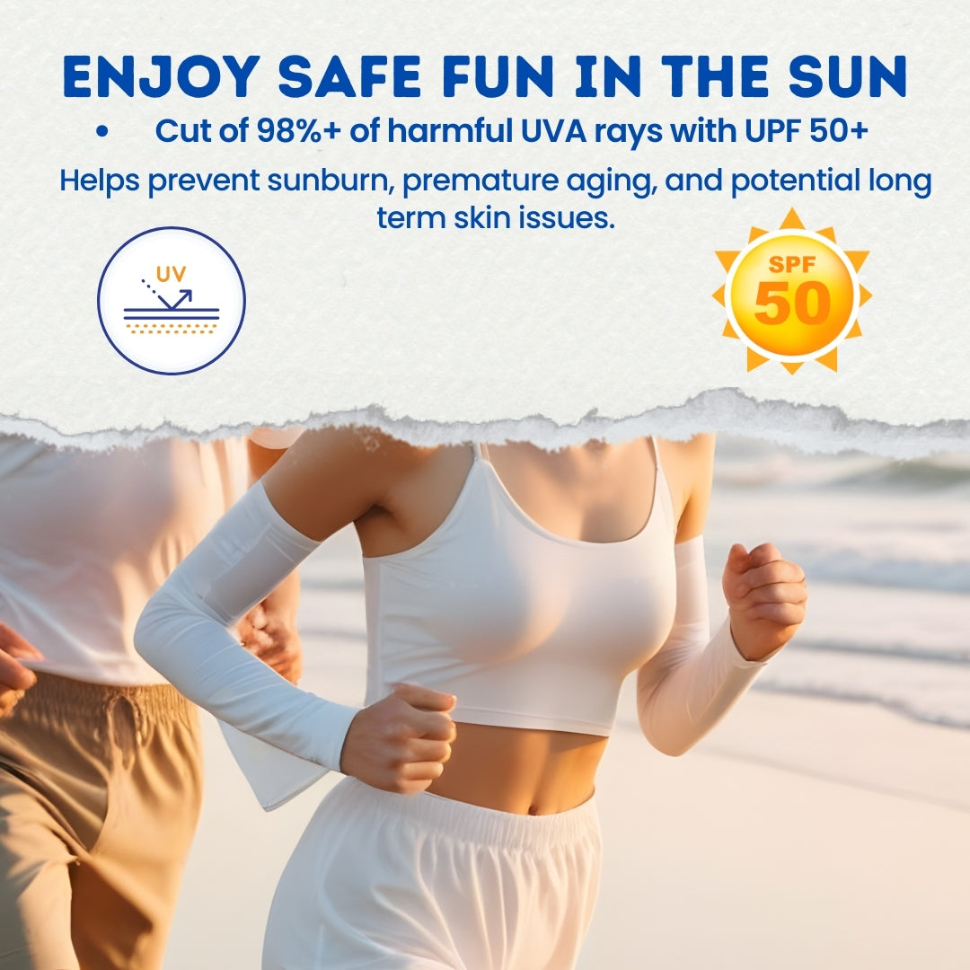 2 Pairs UV Sun Protection Cooling Arm Sleeves for Cycling, Running, Golf, Driving Sleeves for Men & Women