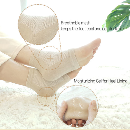 Moisturizing Gel Heel Socks for Men and Women - Open Toe Soft Silicon Sock for Dry Cracked Feet
