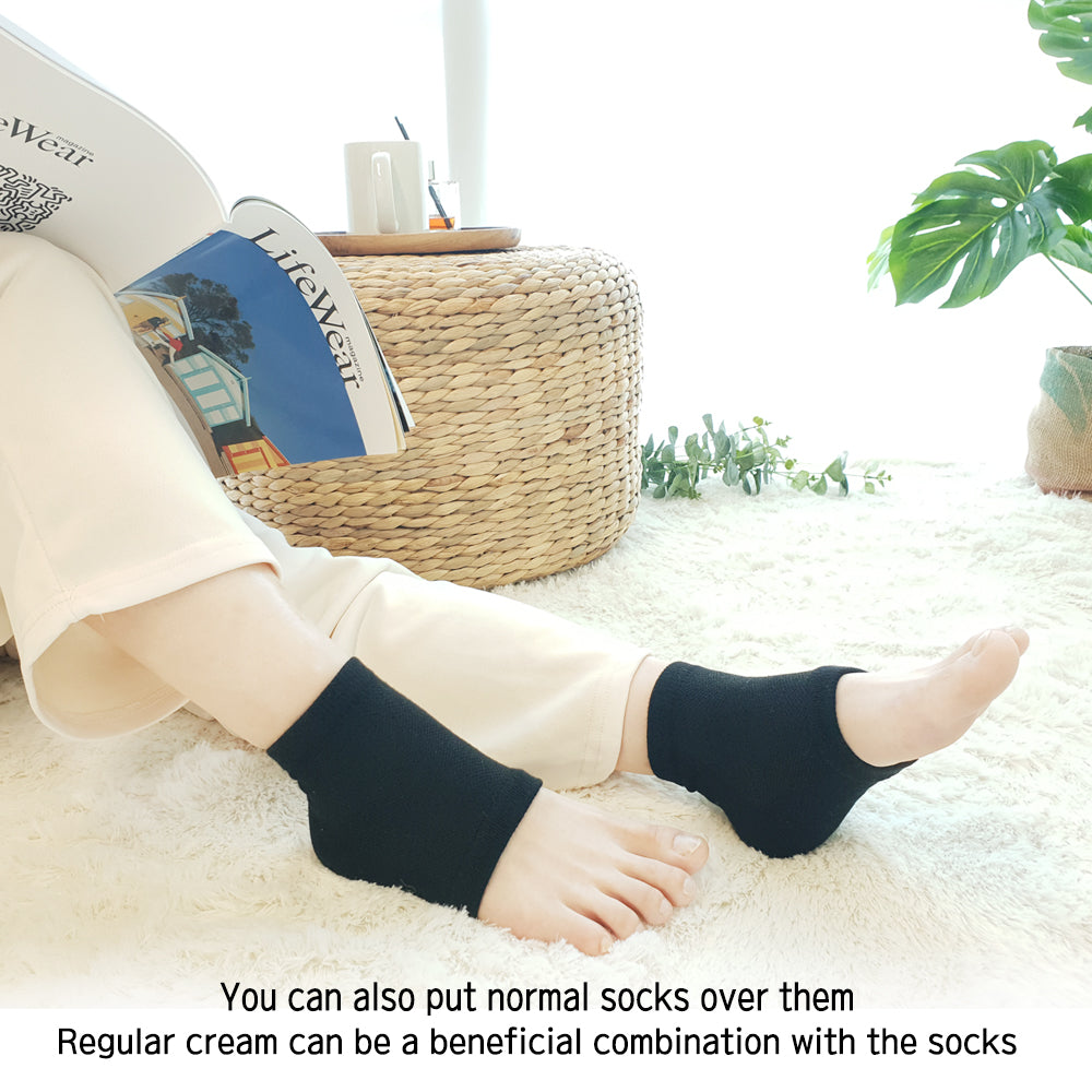 Moisturizing Gel Heel Socks for Men and Women - Open Toe Soft Silicon Sock for Dry Cracked Feet