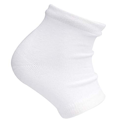 Spa Socks - Gel Heel Sleeves for Dry Cracked Feet – Silicone Moisturizing Socks (1 Pair, Open Toe Style - White)