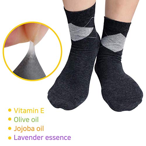 Spa Socks - Gel Heel Sleeves for Dry Cracked Feet – Silicone Moisturizing Socks (2 Pairs, Normal Style - Dark Gray)