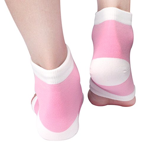 Moisturizing Gel Heel Socks for Men and Women - Open Toe Soft Silicon Sock for Dry Cracked Feet and Pain Relief (Pink) -2 Pairs