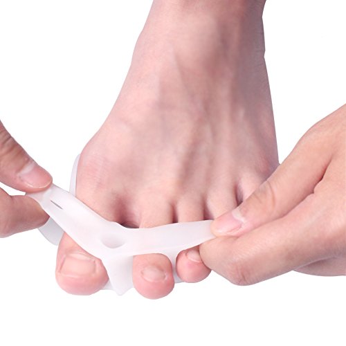 Gel Bunion Three Toe Spacers - Big Toe Silicone Pad Separators - Forefoot Cushion Protector for Bunions, Calluses, Hammer Toes