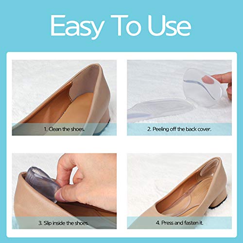 3 in 1 Arch Support Heel Cushion and Liner for Men and Women, Gel Shoe Heel Inserts (Violet)