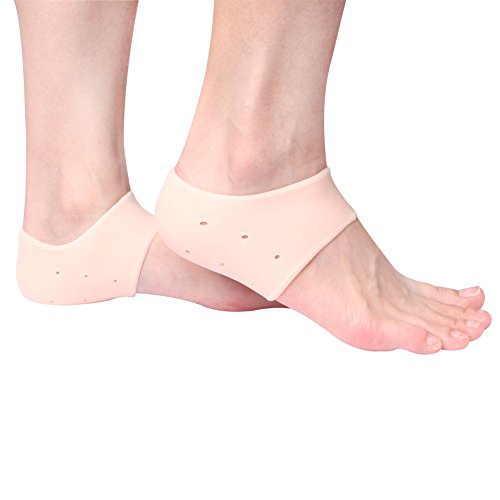 Plantar Fasciitis Heel Protectors Sleeve - Moisturizing Gel Feet Heel Spur Pads Socks for Relief Heel Pain - 1 Pair (2.5mm, Skin)