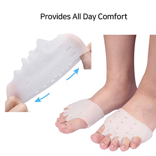 Metatarsal Pads for Men and Women - Gel Toe Separators with Forefoot Cushion