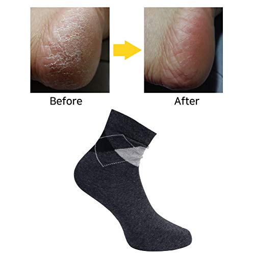 Spa Socks - Gel Heel Sleeves for Dry Cracked Feet – Silicone Moisturizing Socks (1 Pair, Normal Style - Dark Gray)