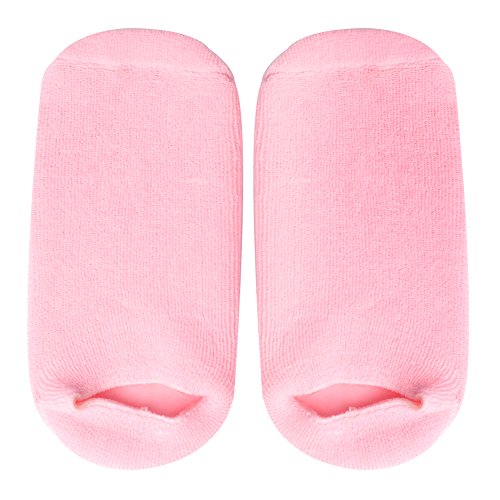 Comfort Gel Socks for Men and Women - Soft Spa Silicone Gel Infused Moisturizing Socks for Dry Cracked Heel Feet (Pink (1 Pair))