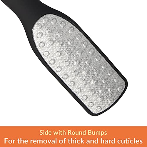 Dual Sided Foot Files Callus Remover - Foot Care Pedicure Stainless Steel File to Removes Hard Skin on Wet or Dry Feet (Black)