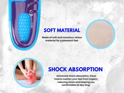 Foot Relief Soft Silicone Sports Gel Insoles, Massage for Work