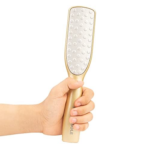 Dual Sided Foot Files Callus Remover - Foot Care Pedicure Stainless Steel File to Removes Hard Skin on Wet or Dry Feet (Gold)