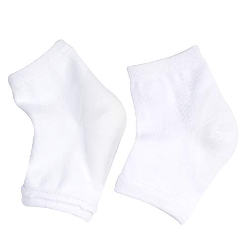 Spa Socks - Gel Heel Sleeves for Dry Cracked Feet – Silicone Moisturizing Socks (1 Pair, Open Toe Style - White)