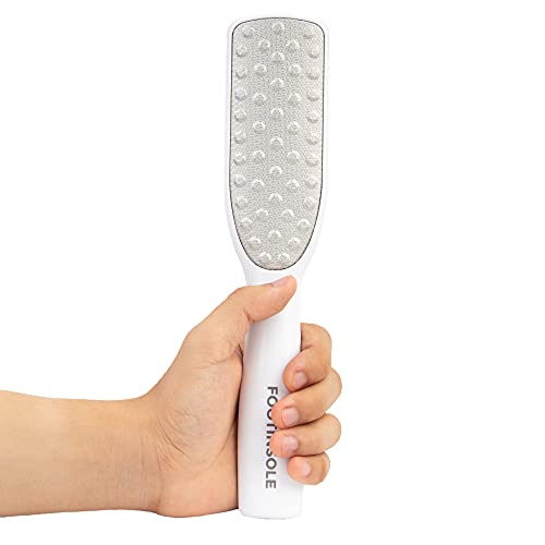Dual Sided Foot Files Callus Remover - Foot Care Pedicure Stainless Steel File to Removes Hard Skin on Wet or Dry Feet (White)