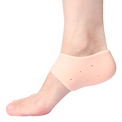 Plantar Fasciitis Heel Protectors Sleeve - Moisturizing Gel Feet Heel Spur Pads Socks for Relief Heel Pain - 1 Pair (2.5mm, Skin)