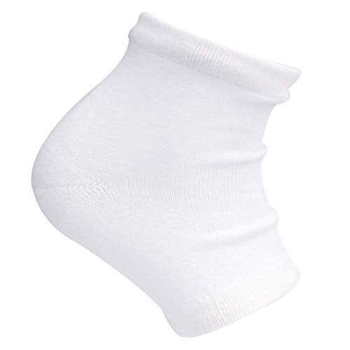 Spa Socks - Gel Heel Sleeves for Dry Cracked Feet – Silicone Moisturizing Socks (2 Pairs, Open Toe Style - White)