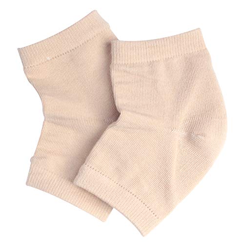 Spa Socks - Gel Heel Sleeves for Dry Cracked Feet – Silicone Moisturizing Socks (1 Pair, Open Toe Style - Nude)