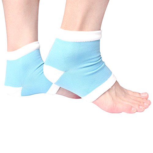 Gel Heel Socks for Men and Women - Open Toe Soft Silicon Hydrating Gel Socks for Dry Cracked Feet and Pain Relief (Blue)