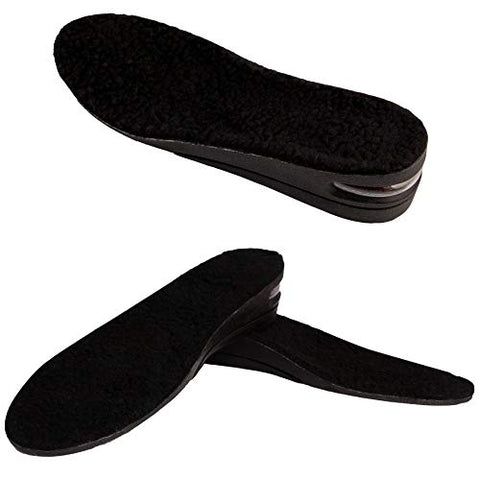 Height Increase Insoles with Fur and Air Cushion - 2" Shoe Lifts - Heel Lift (US Men's 7-9.5) Black