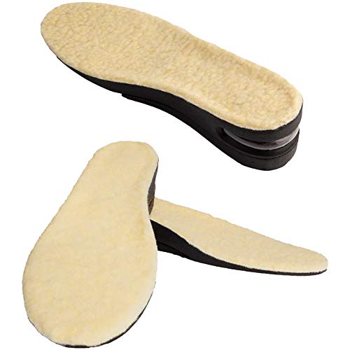 Height Increase Insoles with Fur and Air Cushion - 2" Shoe Lifts - Heel Lift (US Men's 7-9.5) Beige