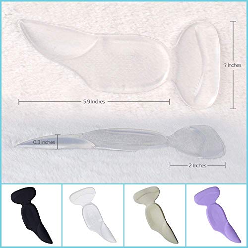 3 in 1 Arch Support Heel Cushion and Liner for Men and Women, Gel Shoe Heel Inserts (Transparent)