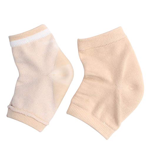 Spa Socks - Gel Heel Sleeves for Dry Cracked Feet – Silicone Moisturizing Socks (2 Pairs, Open Toe Style - Nude)