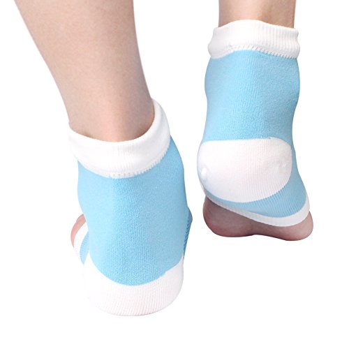 Gel Heel Socks for Men and Women - Open Toe Soft Silicon Hydrating Gel Socks for Dry Cracked Feet and Pain Relief (Blue)