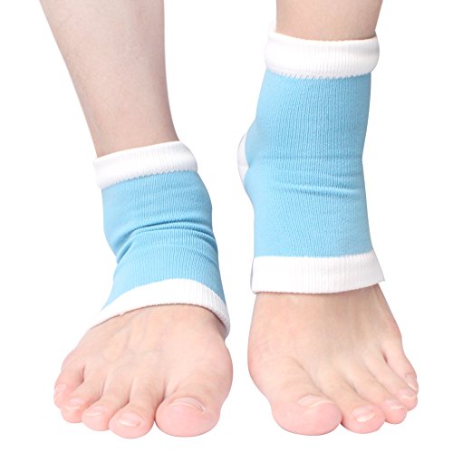 Gel Heel Socks for Men and Women - Open Toe Soft Silicon Hydrating Gel Socks for Dry Cracked Feet and Pain Relief (Blue) -2 Pairs