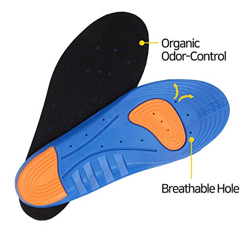 Memory Foam Shoe Inserts - Breathable Sport Shoe Insoles - Men (8.5-12), Women (9.5-13)