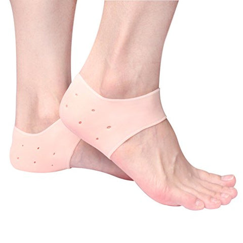 Silicone Heel Sleeve Socks - Moisturizing Gel Feet Heel Spur Pads Socks for Relief Heel Pain & Plantar Fasciitis - 1 Pair (1.5mm, Skin)