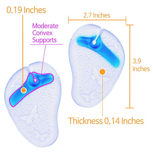 footinsole Forefoot Insoles Cooling Gel Foot Pad with Raised Ridge (4 Cushion Pads) - 2 Pairs