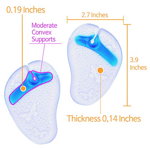 footinsole Forefoot Insoles Cooling Gel Foot Pad with Raised Ridge (2 Cushion Pads) - 1 Pair