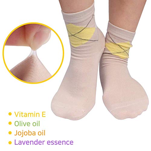 Spa Socks - Gel Heel Sleeves for Dry Cracked Feet – Silicone Moisturizing Socks (2 Pairs, Normal Style - Nude)