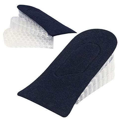 Heel Lift Inserts - Height Increase Insoles for Men & Women - Invisible Silicone Gel Cushion Shoe Pads - 3 Detachable Layers