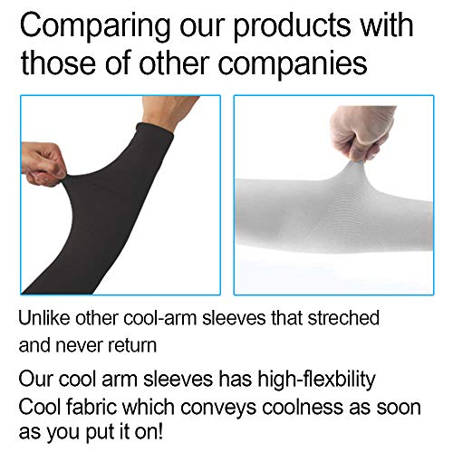 2 Pairs UV Sun Protection Cooling Arm Sleeves for Cycling, Running, Golf, Driving Sleeves for Men & Women (White + White)