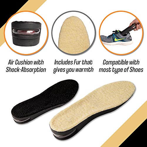 Height Increase Insoles with Fur and Air Cushion - 1.2" Shoe Lifts - Heel Lift (US Women's 6-8) Black