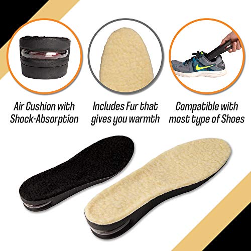 Height Increase Insoles with Fur and Air Cushion - 2" Shoe Lifts - Heel Lift (US Women's 6-8) Black