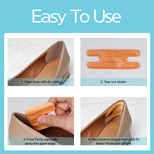 Heel Cushion Pads, Reusable Self Adhesive Inserts and Grips, Foot Protector Liners (Brown)