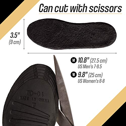 Height Increase Insoles with Fur and Air Cushion - 1.2" Shoe Lifts - Heel Lift (US Women's 6-8) Black