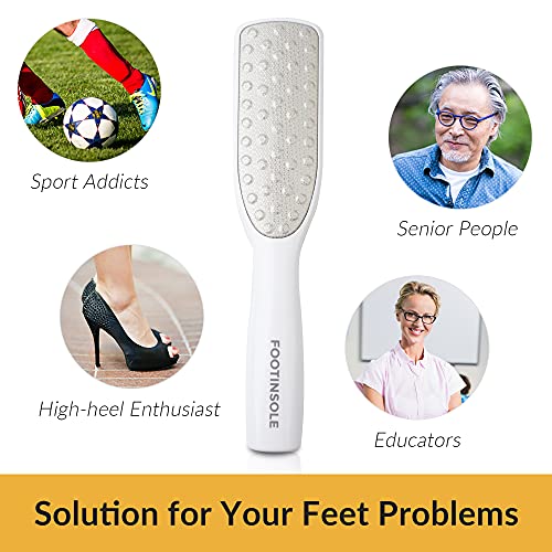 Dual Sided Foot Files Callus Remover - Foot Care Pedicure Stainless Steel File to Removes Hard Skin on Wet or Dry Feet (White)
