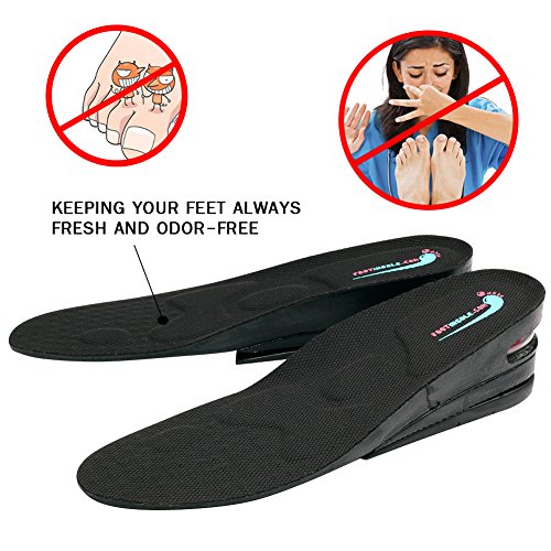 2.5 Inches Height Increase Shoe Insoles with Air Cushion - 3 Layers (2.5" UP), Large (Men's 7-11)